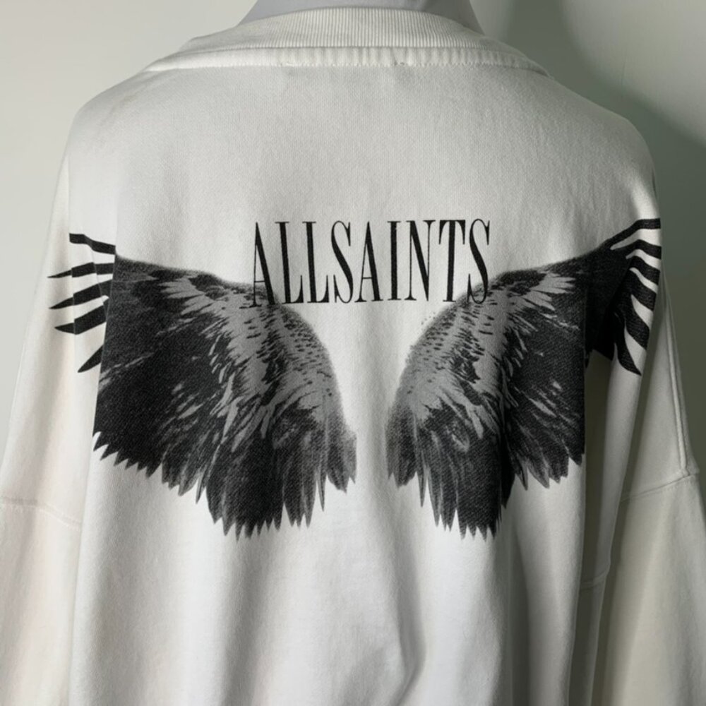 All Saints Women's White Wingan Enrico Long Sleeve Sweatshirt Size Medium - Picture 9 of 14